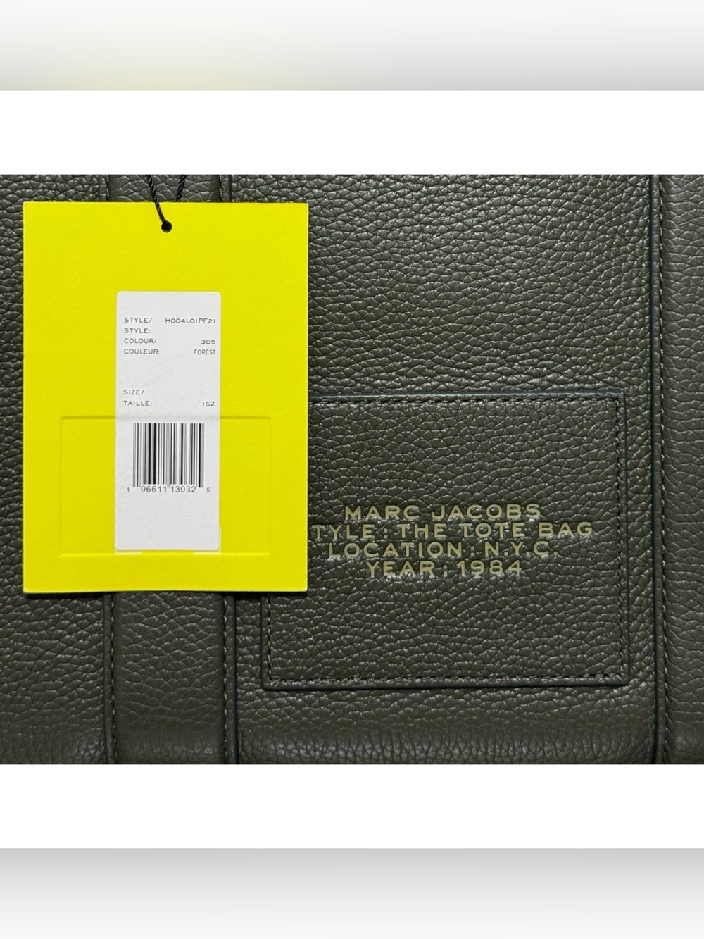 MARC JACOBS Medium Leather Tote Bag, FOREST GREEN - Picture 13 of 14